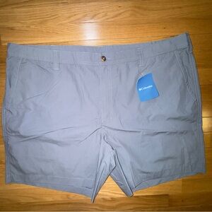 Flat Front Shorts NWT Columbia Size 46” Waist Gray. 8” inseam.